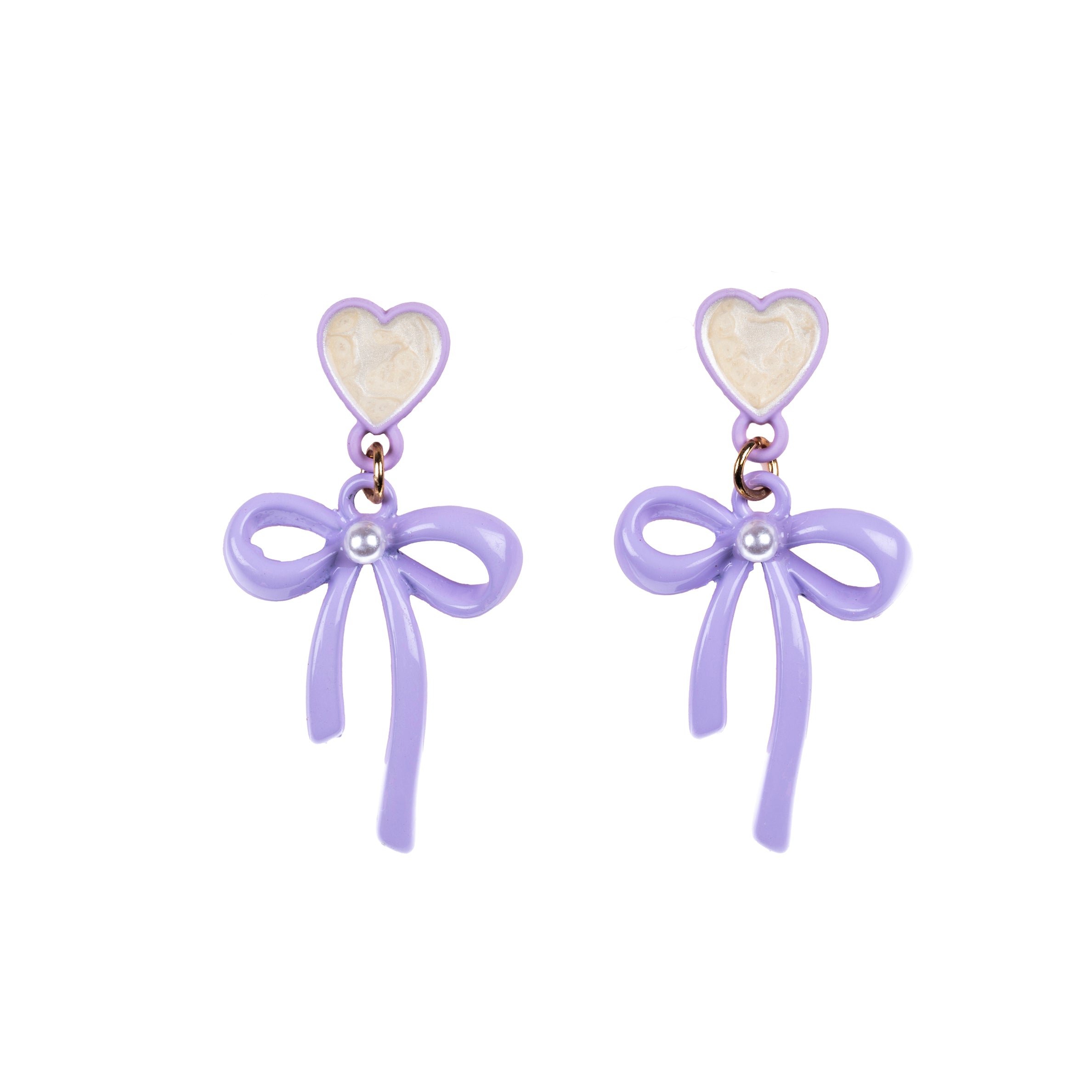 Ribbon Hearts - Green - Dangle Earrings