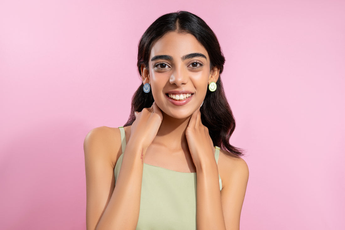Happy Duo - Blue/White - Stud Earrings