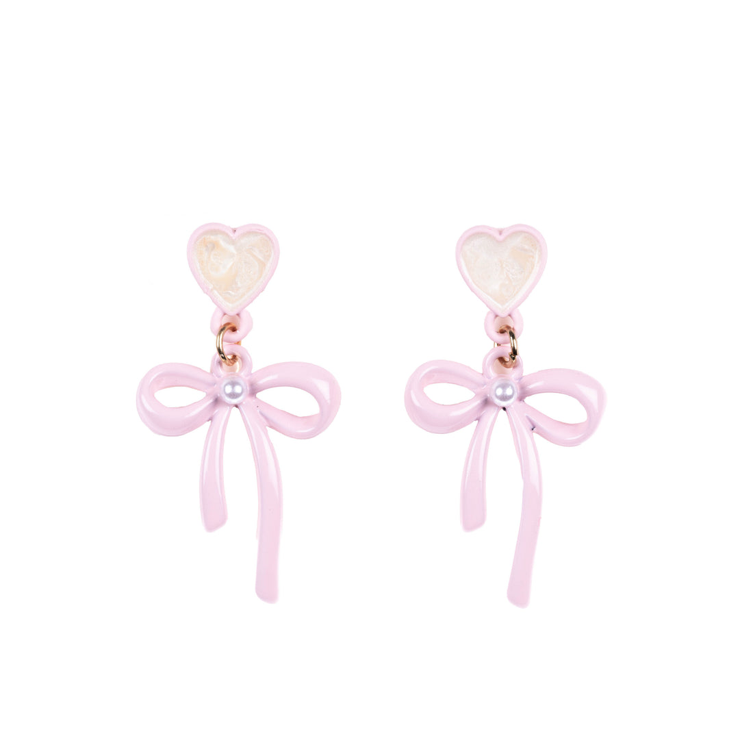 Ribbon Hearts - Purple - Dangle Earrings