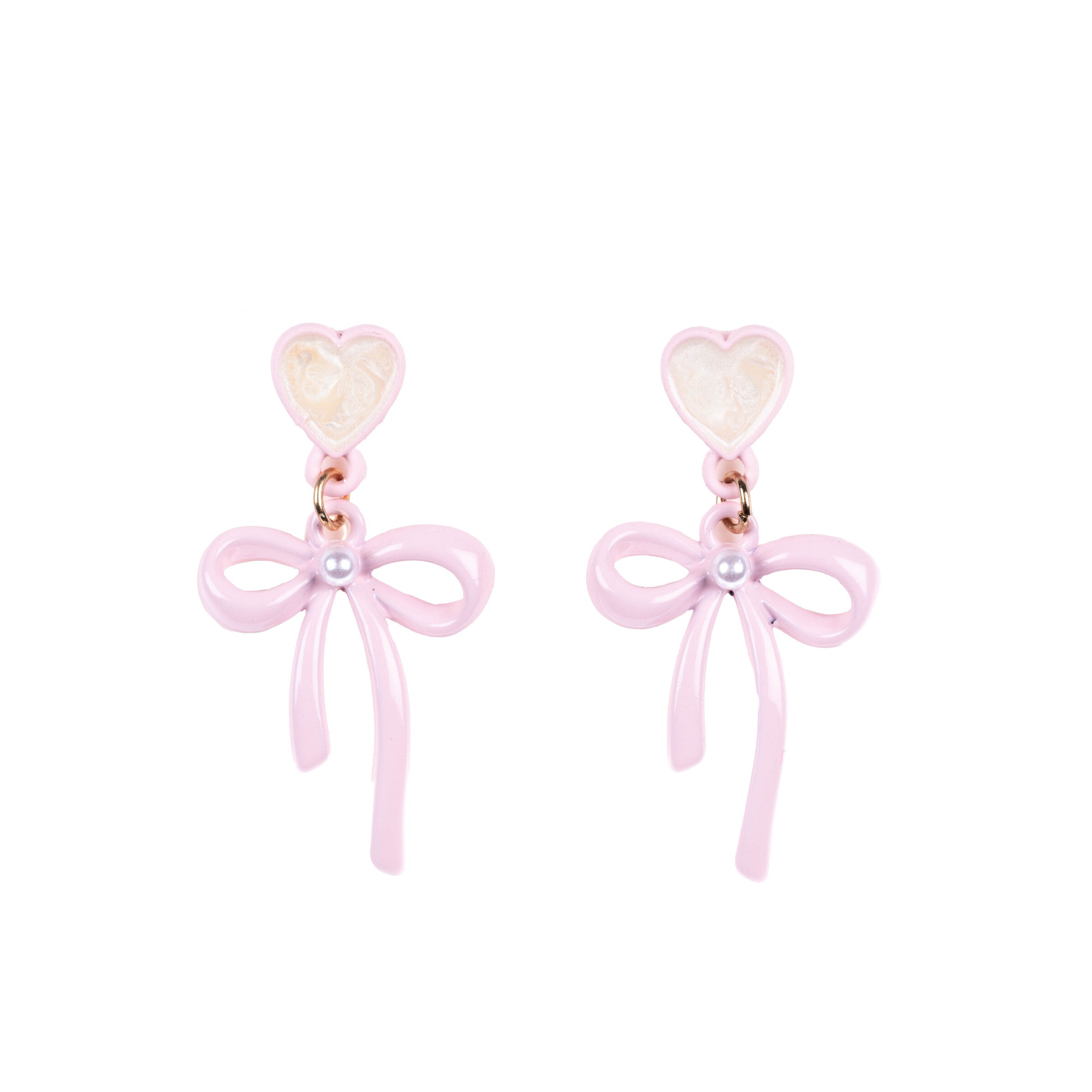 Ribbon Hearts - Purple - Dangle Earrings