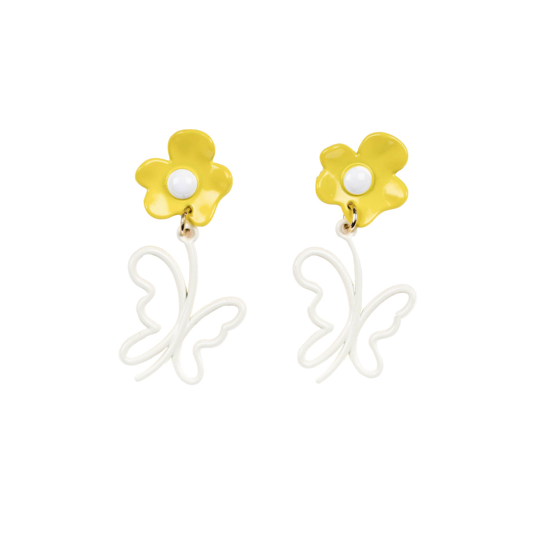 Butterfly Blossoms - White - Dangle Earrings