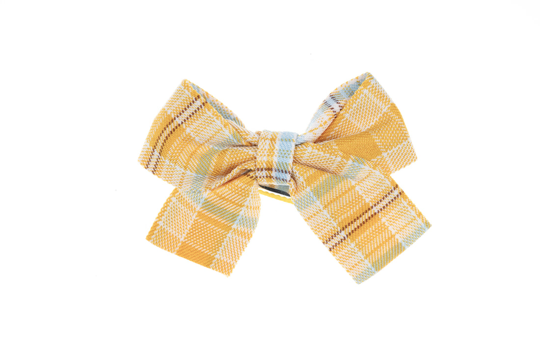 Yellow Plaid  - Bow Hairclip